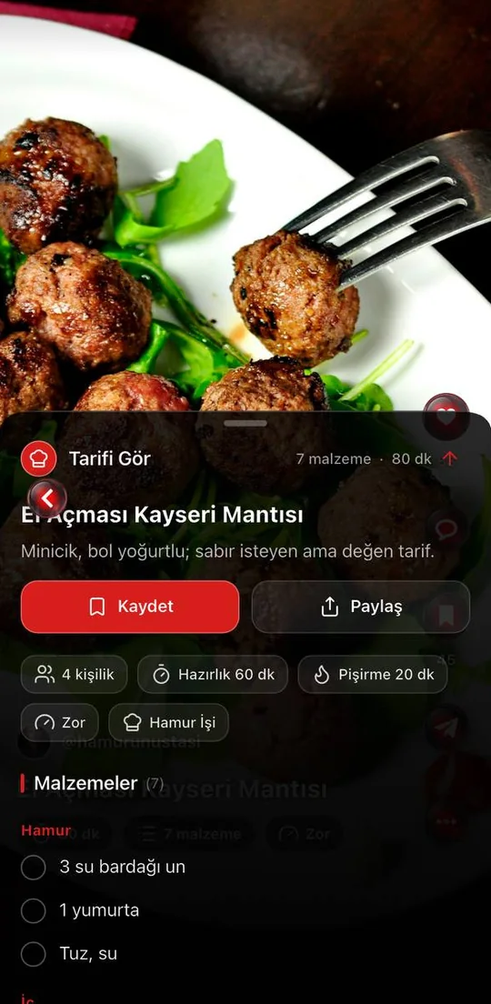 NerdeYesek tarif detayı — porsiyon, süre ve zorluk bilgisi